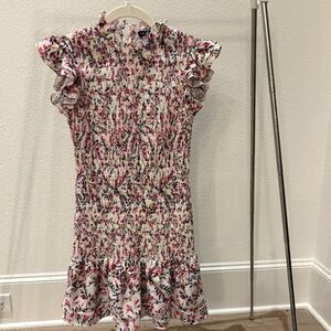 FRENCH CONNECTION VERONA FLORAL SMOCK RUFFLE DRESS- XS